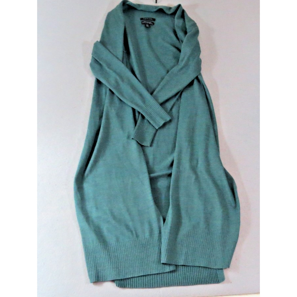 Tahari Marino Wool Blend Knit Long Duster Cardigan Sweater Coatigan Women's Sm
